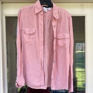 Max Mara Weekend Light Salmon Color 100% Linen Button Up Top Size M